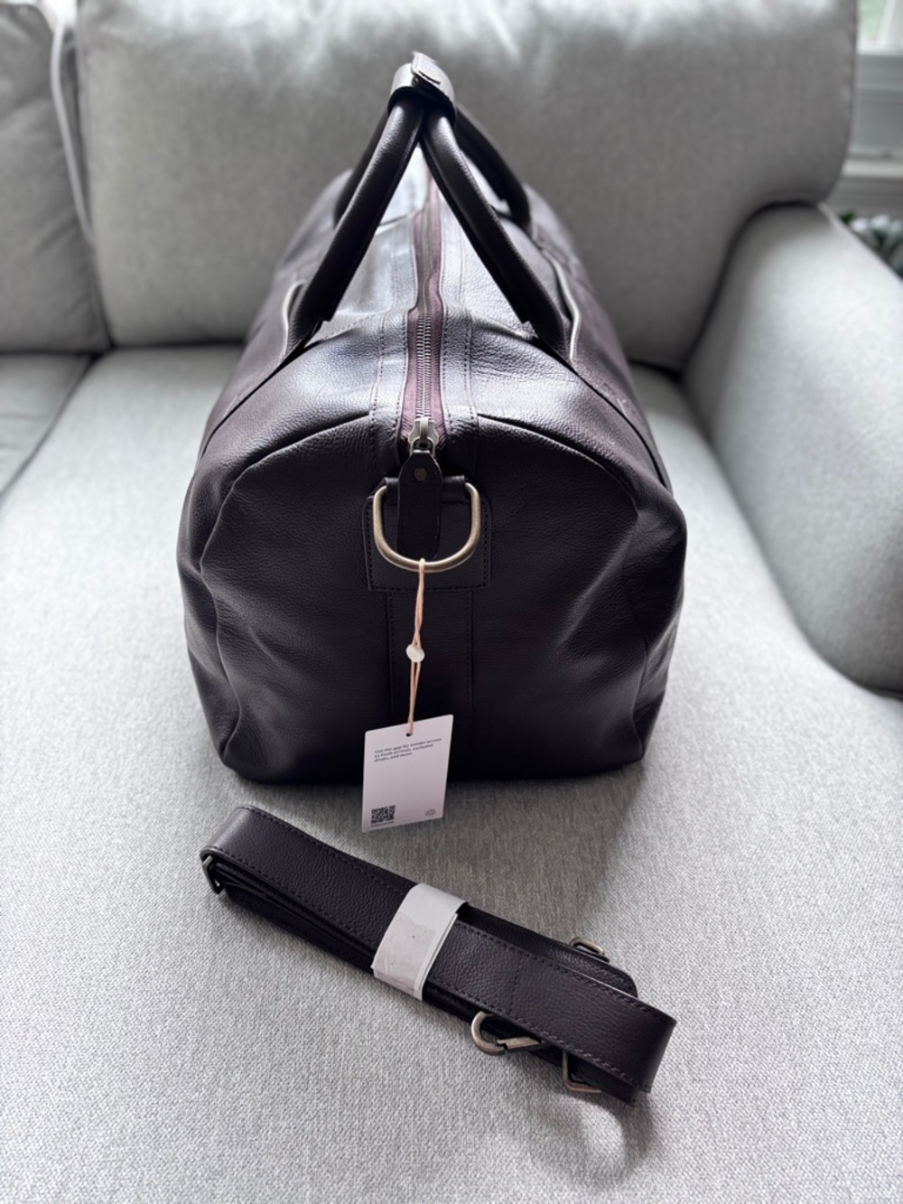 Quince Nappa Leather Duffle Bag Dark Brown New With Tags - Picture 7 of 14